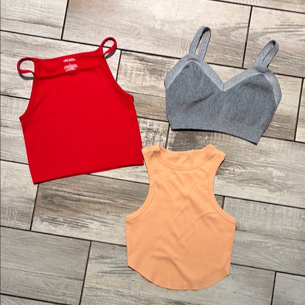 🛍️ WILD FABLE 3 size small Stylish Women's Tops Set - Red, Gray, and Peach